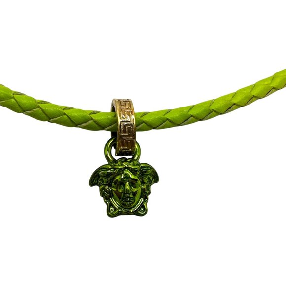 Versace Leather & Crystal Medusa Pendant Necklace - Picture 3 of 4